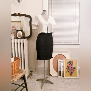 Y2K Black Sparkle Midi Skirt